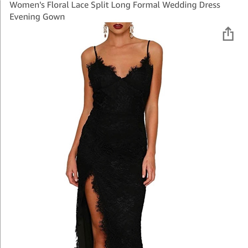 Floral lace split formal gown